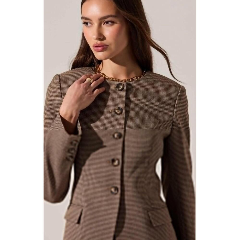 NEW ASTR bellmere jacket in brown houndstooth - Picture 4 of 7